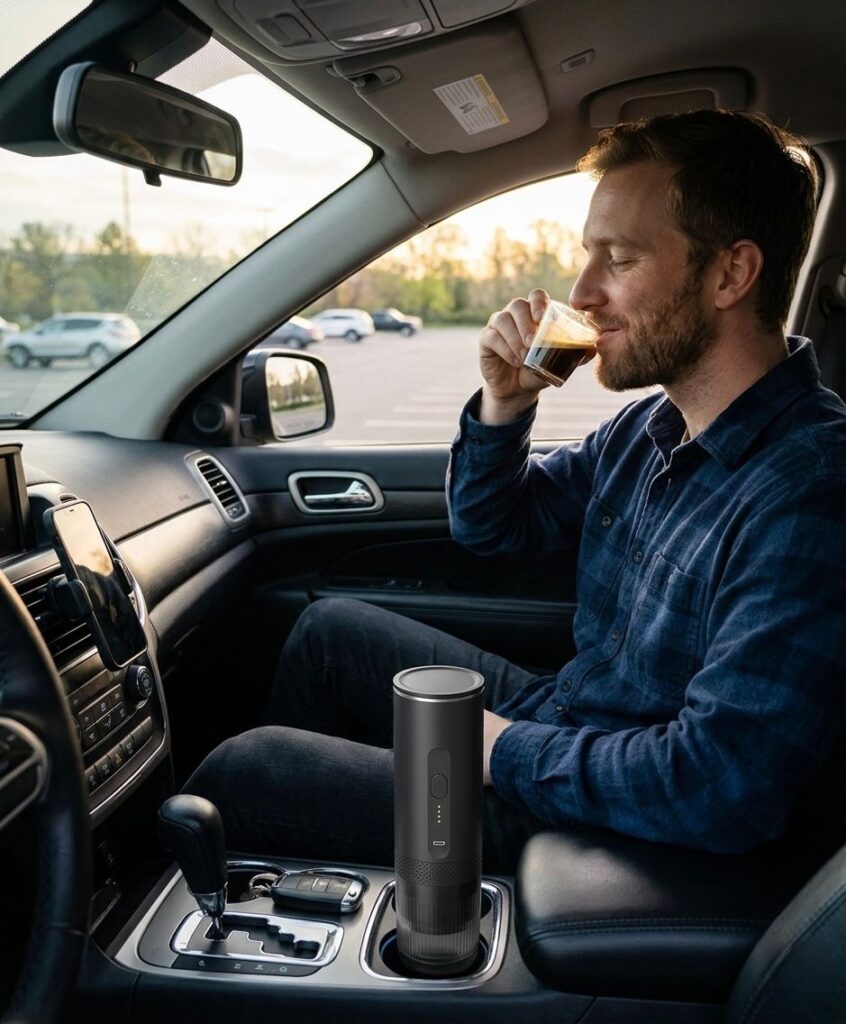 Tragbare Espressomaschine mit Akku – Mobile Kaffeemaschine To Go für Reisen, Auto & Büro